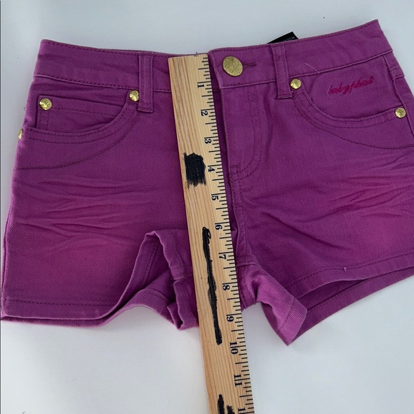 Baby Phat Purple Denim Shorts Size 10 Embroidered Pockets Y2K - Picture 7 of 10